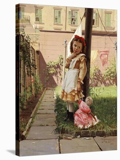 Young Girl in a New York Garden, 1871-John George Brown-Stretched Canvas