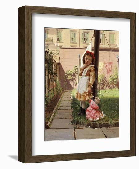 Young Girl in a New York Garden, 1871-John George Brown-Framed Giclee Print