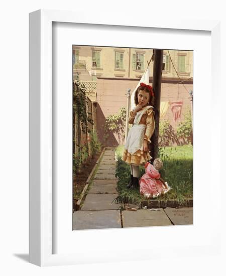 Young Girl in a New York Garden, 1871-John George Brown-Framed Giclee Print