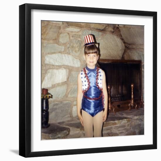 Young Girl in a Patriotic Dance Outfit Poses, Ca. 1967-null-Framed Photographic Print