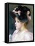 Young Girl in a Pink-And-Black Hat-Pierre-Auguste Renoir-Framed Stretched Canvas