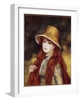 Young Girl in a Straw Hat-Pierre-Auguste Renoir-Framed Giclee Print