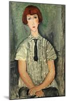 Young Girl in a Striped Shirt, 1917-Amedeo Modigliani-Mounted Giclee Print