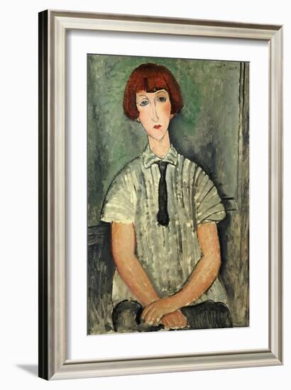 Young Girl in a Striped Shirt, 1917-Amedeo Modigliani-Framed Giclee Print