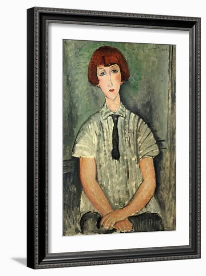 Young Girl in a Striped Shirt, 1917-Amedeo Modigliani-Framed Giclee Print