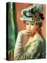 Young Girl in a White Hat-Pierre-Auguste Renoir-Stretched Canvas