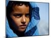 Young Girl in Characteristic Saharan Blue Headscarf Looking into Distance, Sahara, Southern Morocco-Mark Hannaford-Mounted Photographic Print