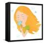 Young Girl in Love Cute Isolated Illustration-smilewithjul-Framed Stretched Canvas