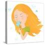 Young Girl in Love Cute Isolated Illustration-smilewithjul-Stretched Canvas
