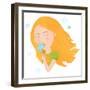 Young Girl in Love Cute Isolated Illustration-smilewithjul-Framed Art Print