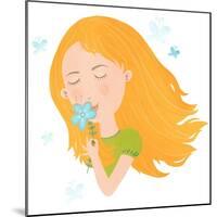 Young Girl in Love Cute Isolated Illustration-smilewithjul-Mounted Art Print