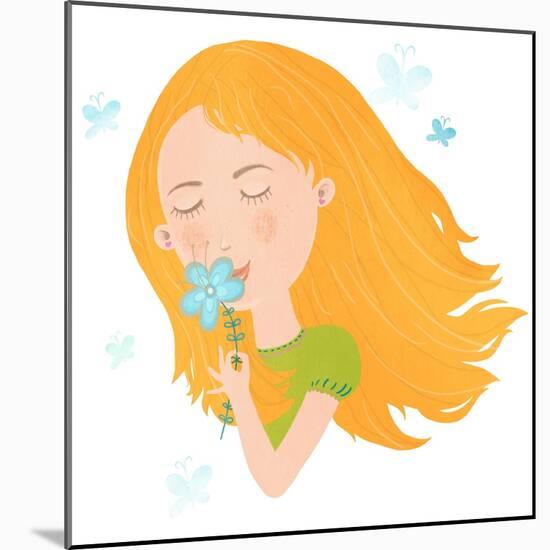 Young Girl in Love Cute Isolated Illustration-smilewithjul-Mounted Art Print