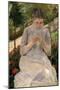 Young Girl in the Garden, Woman Sewing, c.1880-Mary Cassatt-Mounted Giclee Print