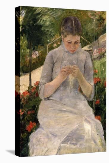 Young Girl in the Garden, Woman Sewing, c.1880-Mary Cassatt-Stretched Canvas