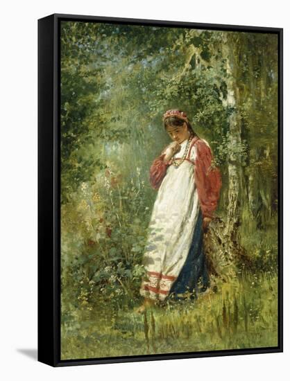 Young Girl in the Wood, 1874-Vladimir Egorovic Makovsky-Framed Stretched Canvas