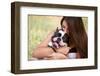 Young Girl Kissing Her Dog-hurricanehank-Framed Photographic Print