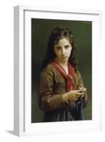 Young Girl Knitting, 1874-William Adolphe Bouguereau-Framed Giclee Print