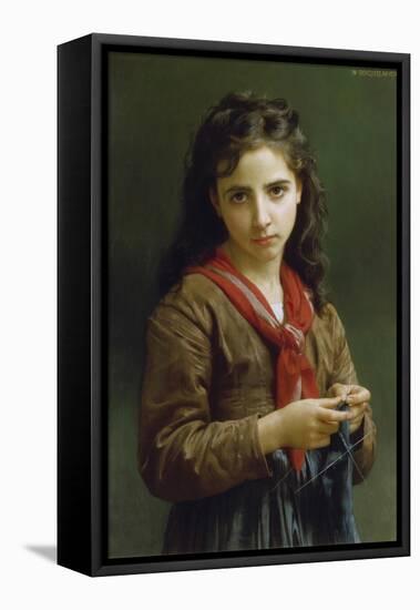 Young Girl Knitting, 1874-William Adolphe Bouguereau-Framed Stretched Canvas
