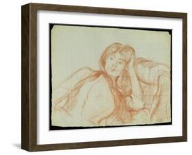 Young Girl Leaning on Her Elbow, 1887 (Red Chalk on Paper)-Berthe Morisot-Framed Giclee Print