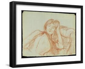 Young Girl Leaning on Her Elbow, 1887 (Red Chalk on Paper)-Berthe Morisot-Framed Giclee Print