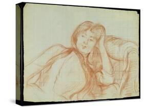 Young Girl Leaning on Her Elbow, 1887 (Red Chalk on Paper)-Berthe Morisot-Stretched Canvas