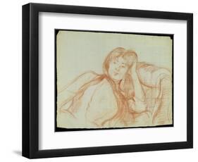 Young Girl Leaning on Her Elbow, 1887 (Red Chalk on Paper)-Berthe Morisot-Framed Premium Giclee Print