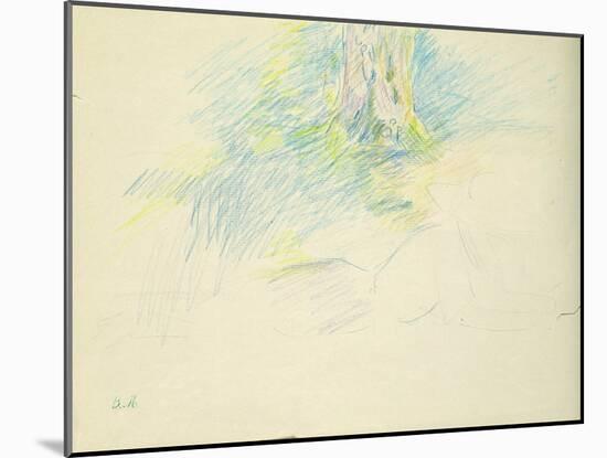 Young Girl Lying Down under a Tree, 1891 (Coloured Pencil on Paper)-Berthe Morisot-Mounted Giclee Print