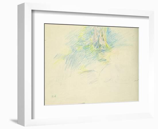 Young Girl Lying Down under a Tree, 1891 (Coloured Pencil on Paper)-Berthe Morisot-Framed Giclee Print