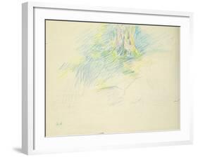Young Girl Lying Down under a Tree, 1891 (Coloured Pencil on Paper)-Berthe Morisot-Framed Giclee Print