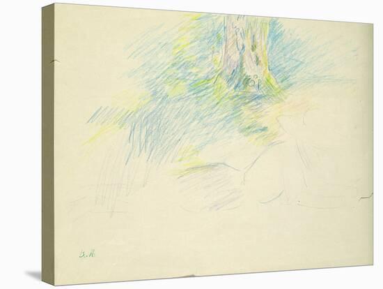 Young Girl Lying Down under a Tree, 1891 (Coloured Pencil on Paper)-Berthe Morisot-Stretched Canvas