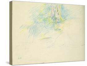 Young Girl Lying Down under a Tree, 1891 (Coloured Pencil on Paper)-Berthe Morisot-Stretched Canvas