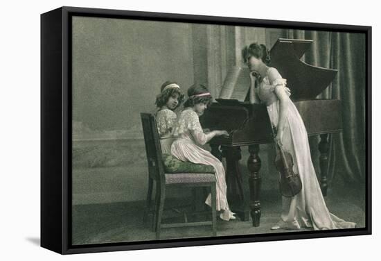 Young Girl Music Recital-null-Framed Stretched Canvas