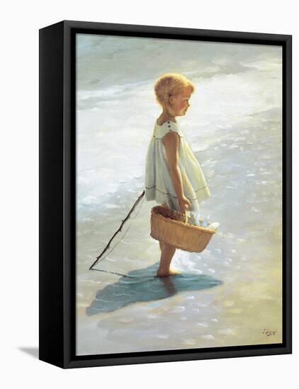 Young Girl on a Beach-I Davidi-Framed Stretched Canvas