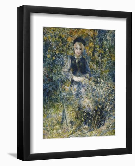 Young Girl on a Bench; La Jeune Fille Au Banc, 1875-Pierre-Auguste Renoir-Framed Giclee Print