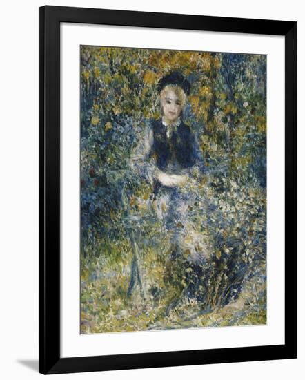 Young Girl on a Bench; La Jeune Fille Au Banc, 1875-Pierre-Auguste Renoir-Framed Giclee Print