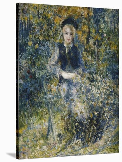 Young Girl on a Bench-Pierre-Auguste Renoir-Stretched Canvas