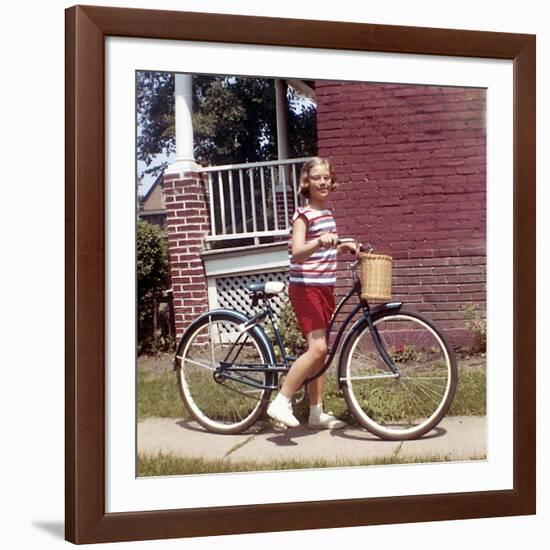 Young Girl on Her New Bike, Ca. 1965-null-Framed Photographic Print