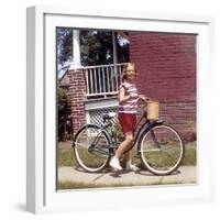 Young Girl on Her New Bike, Ca. 1965-null-Framed Photographic Print