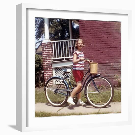 Young Girl on Her New Bike, Ca. 1965-null-Framed Photographic Print