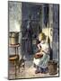 Young Girl Peeling Apples for Her Mother-null-Mounted Giclee Print