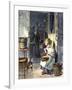 Young Girl Peeling Apples for Her Mother-null-Framed Giclee Print