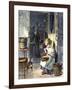 Young Girl Peeling Apples for Her Mother-null-Framed Giclee Print