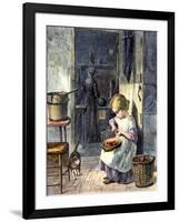 Young Girl Peeling Apples for Her Mother-null-Framed Giclee Print