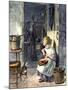 Young Girl Peeling Apples for Her Mother-null-Mounted Giclee Print