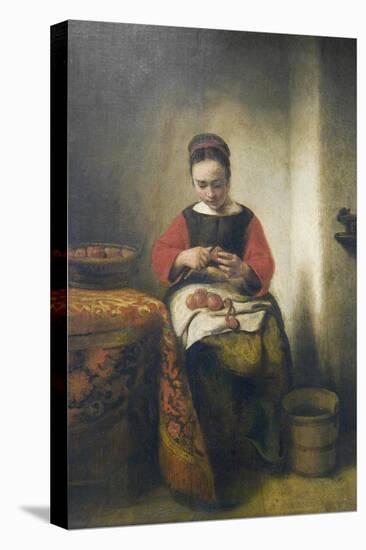 Young Girl Peeling Apples-Nicholaes Maes-Stretched Canvas