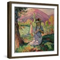 Young Girl Picking Flowers, 1910-Henri Lebasque-Framed Giclee Print