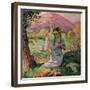 Young Girl Picking Flowers, 1910-Henri Lebasque-Framed Giclee Print