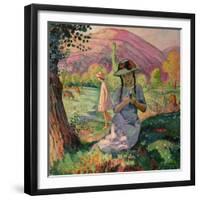 Young Girl Picking Flowers, 1910-Henri Lebasque-Framed Giclee Print