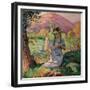 Young Girl Picking Flowers, 1910-Henri Lebasque-Framed Giclee Print