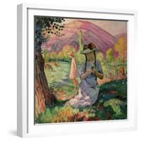 Young Girl Picking Flowers, 1910-Henri Lebasque-Framed Giclee Print